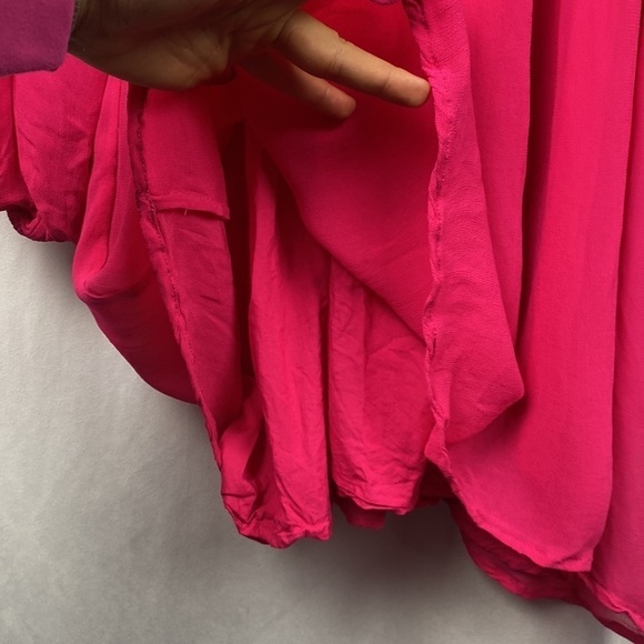 Anthropologie Let Me Be Forever That Girl Sheer Flowy Mini Dress - Hot Pink - M - Picture 9 of 13
